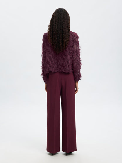 Selected Myline Long Sleeve Fluffy Cropped Shirt - Fig