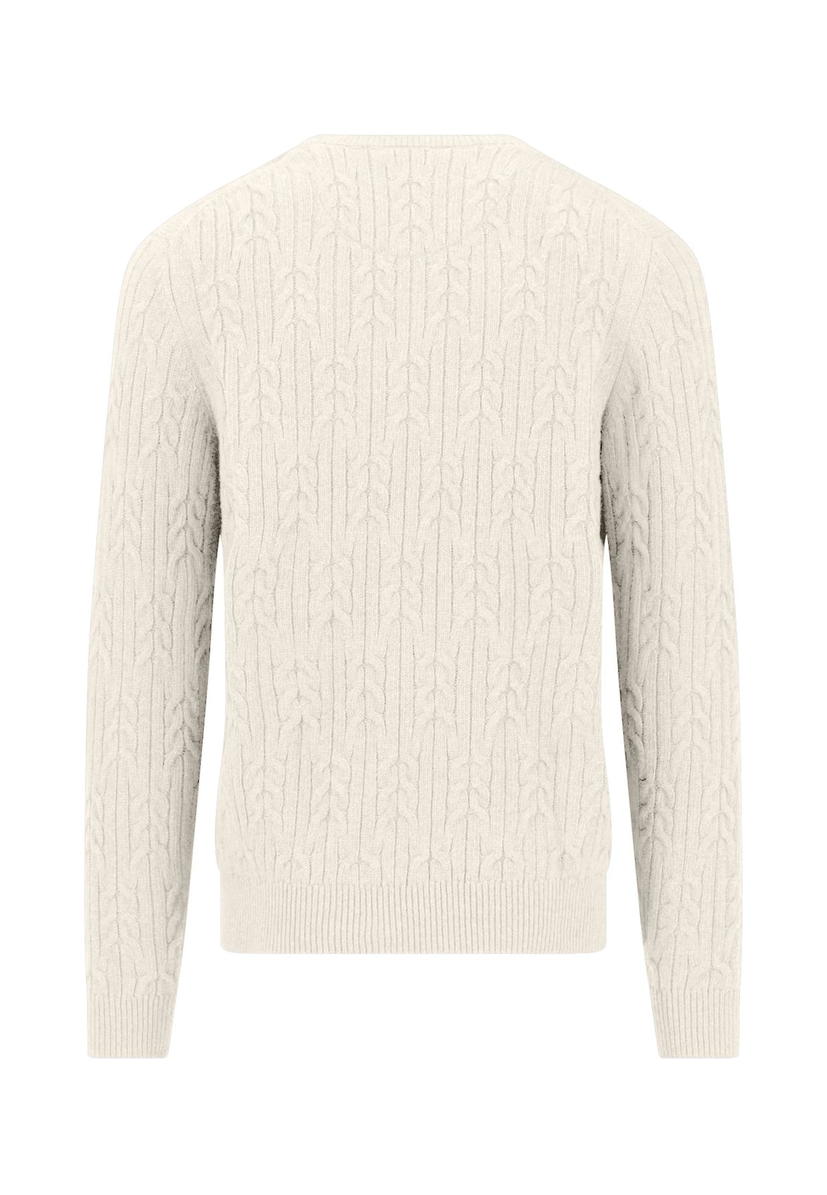 Fynch Hatton Cable Round Neck Knit - Snow White