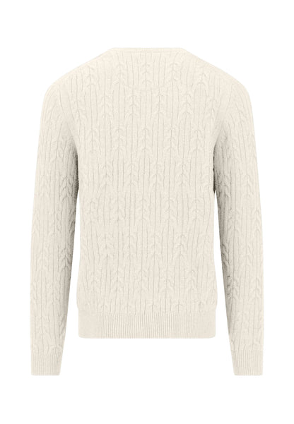 Fynch Hatton Cable Round Neck Knit - Snow White