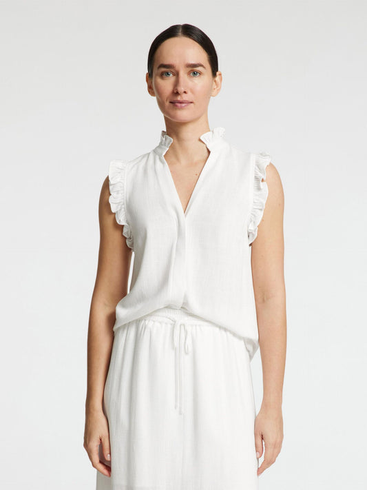 Selected Femme Sun Ruffle Top - Snow White