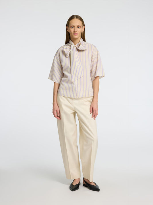 Selected Femme Juno 3/4 Bow Shirt  - Birch