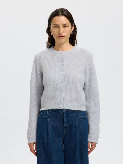 Selected Sia Ras Knit Cropped Cardigan - Ancient Water
