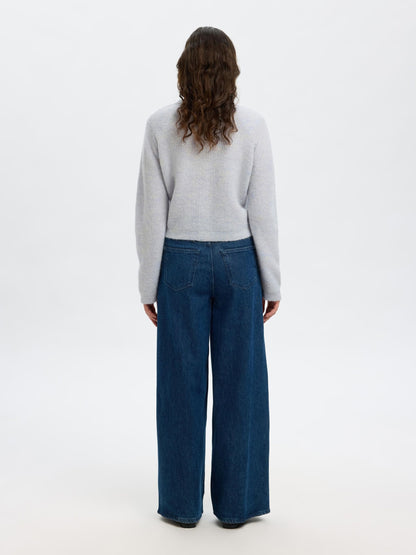 Selected Sia Ras Knit Cropped Cardigan - Ancient Water