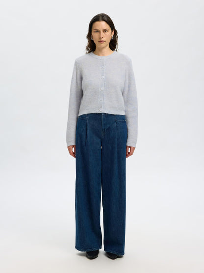 Selected Sia Ras Knit Cropped Cardigan - Ancient Water