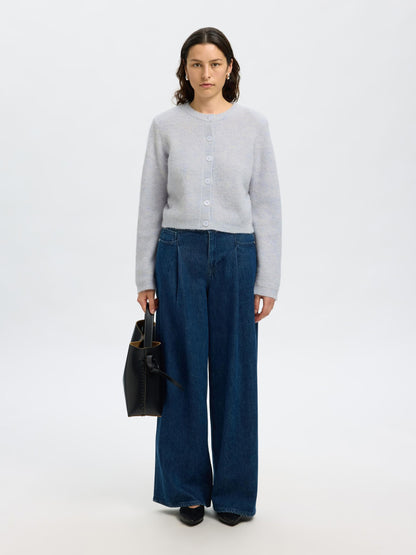 Selected Sia Ras Knit Cropped Cardigan - Ancient Water