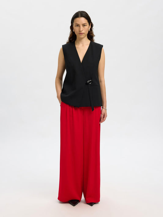Selected Nore Wide Leg Pants - Equestrian Red
