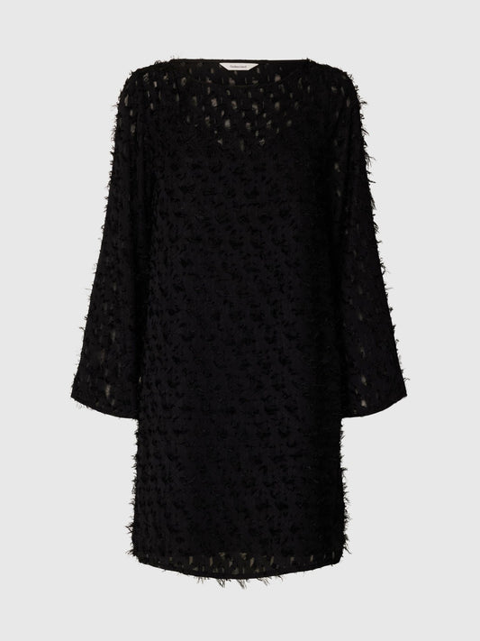 Selected Marion Relaxed Boat Neck Dress - Black