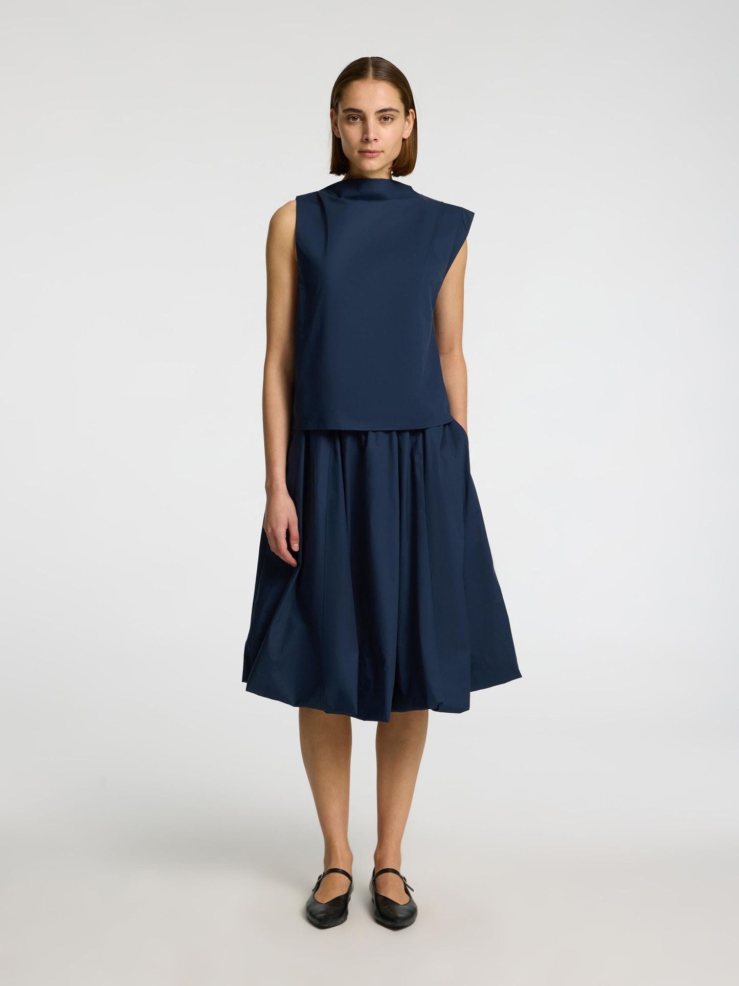 Selected Femme Aster Bubble Midi Skirt - Navy