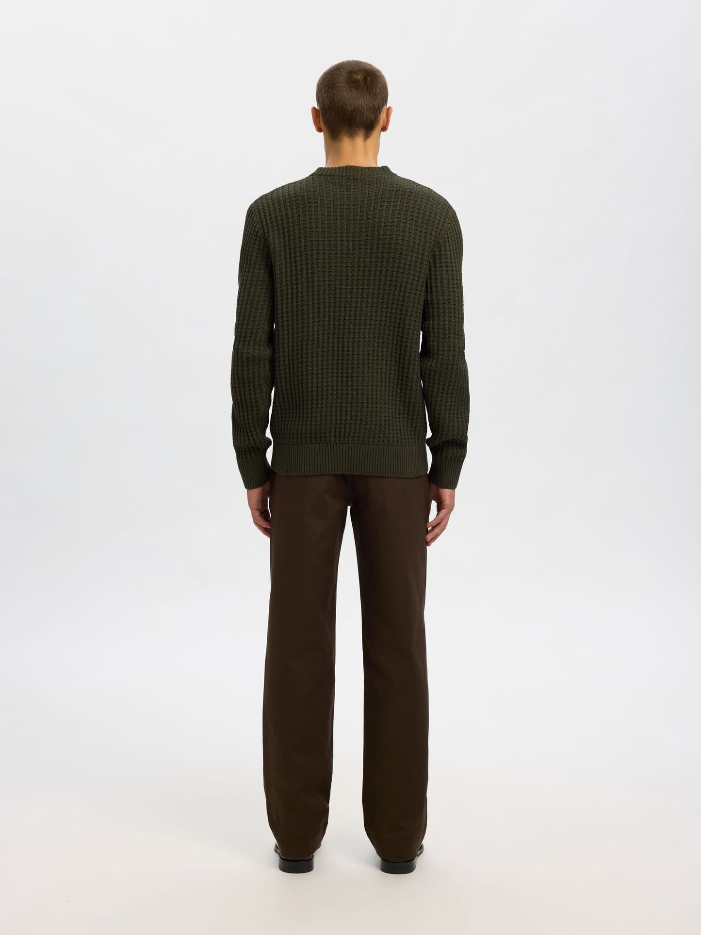Selected Tom Long Sleeve Knit Crew Neck- Forest Night
