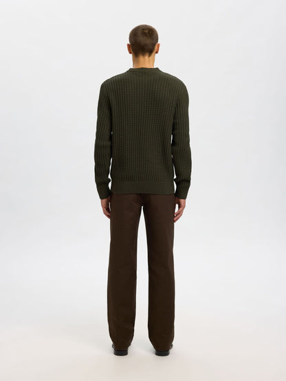Selected Tom Long Sleeve Knit Crew Neck- Forest Night