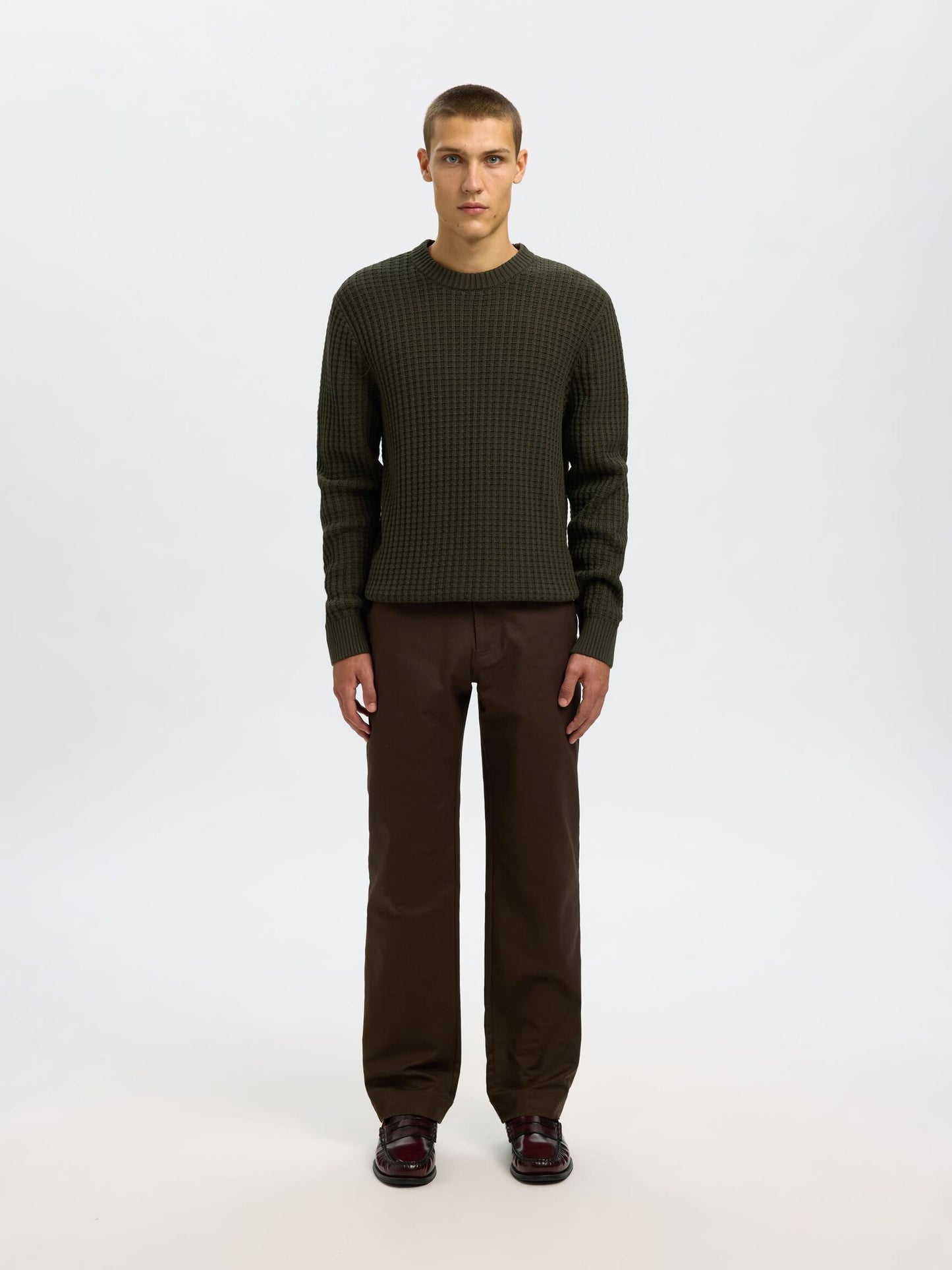Selected Tom Long Sleeve Knit Crew Neck- Forest Night