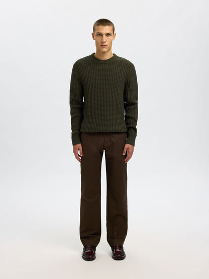 Selected Tom Long Sleeve Knit Crew Neck- Forest Night