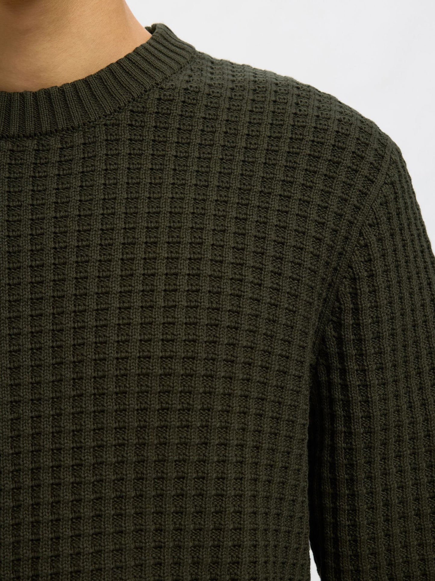 Selected Tom Long Sleeve Knit Crew Neck- Forest Night