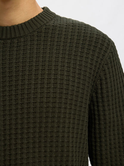 Selected Tom Long Sleeve Knit Crew Neck- Forest Night