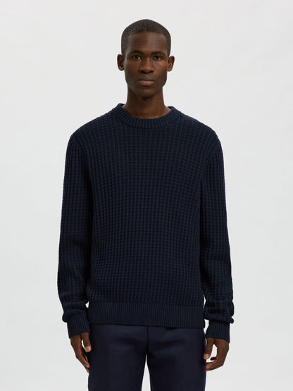Selected Tom Long Sleeve Knit Crew Neck- Sky Captain