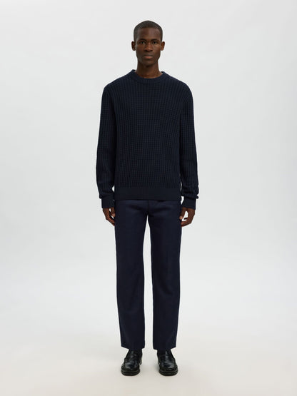 Selected Tom Long Sleeve Knit Crew Neck- Sky Captain