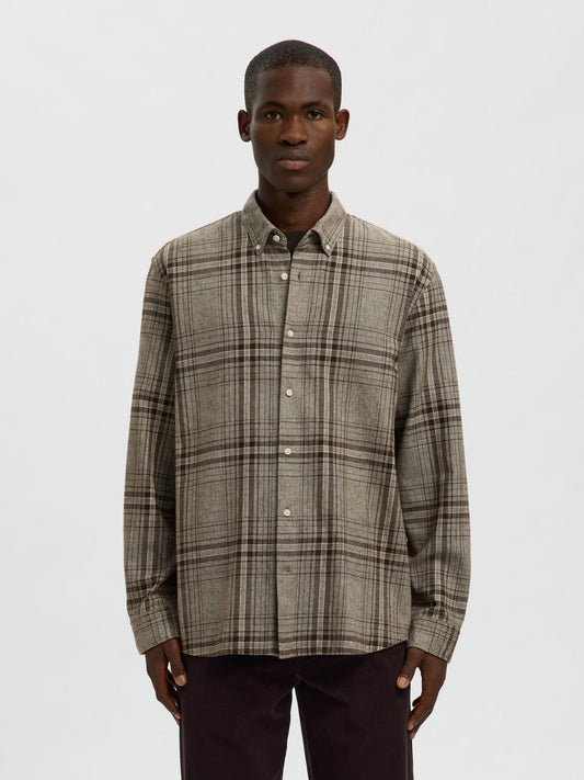 Selected  Regfred Structured Overshirt - Delicioso Brown