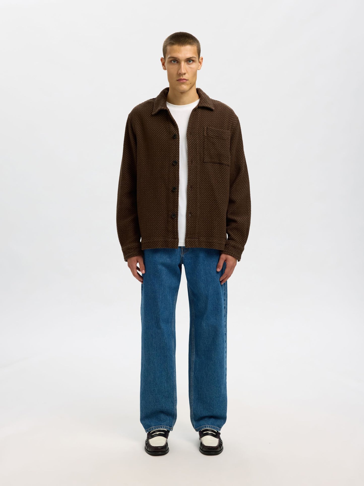 Selected  Regfred Structured Overshirt - Delicioso Brown