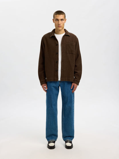 Selected  Regfred Structured Overshirt - Delicioso Brown