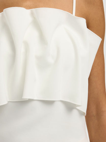 Selected Bandeau Pleated Top - White