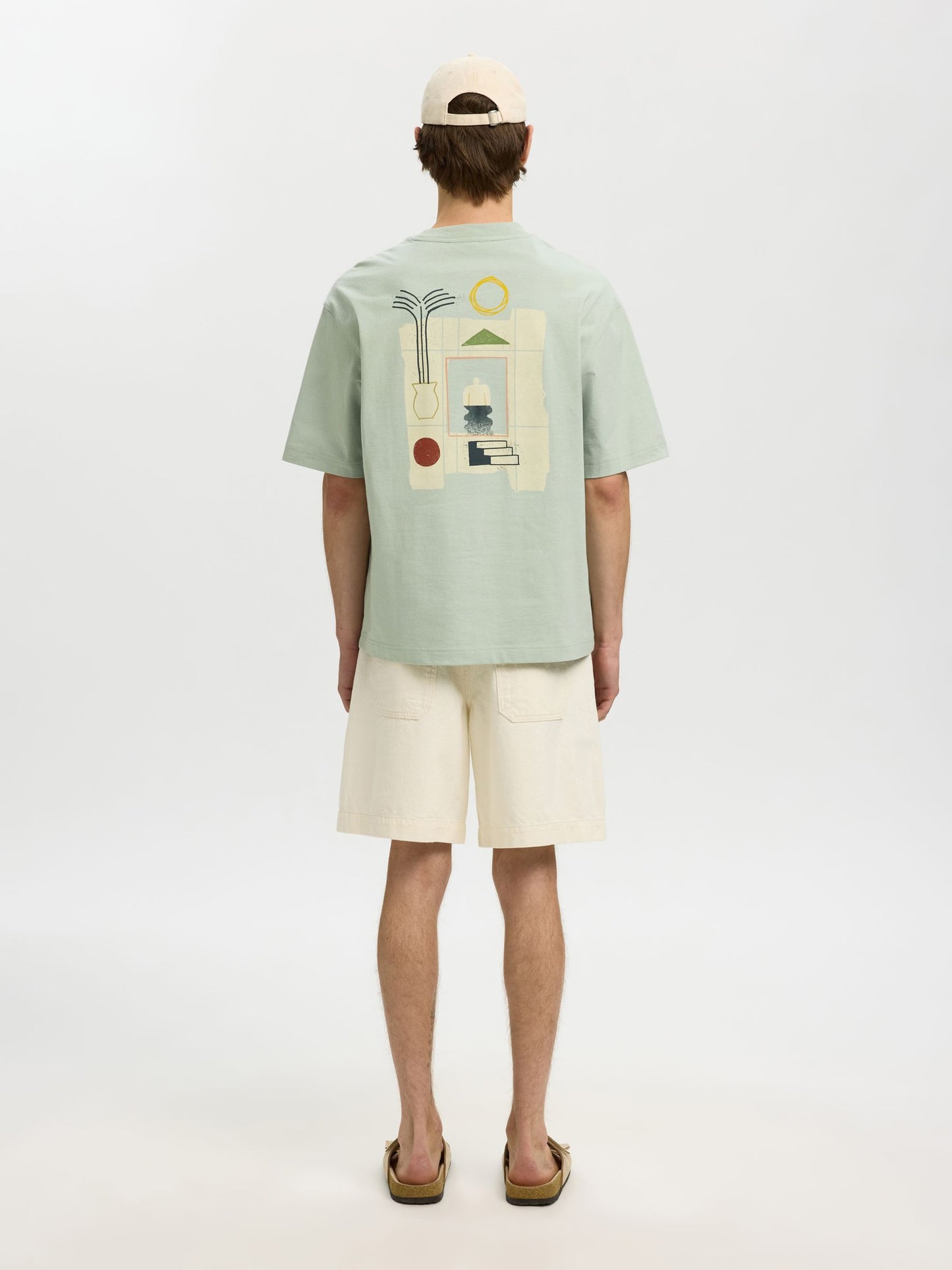 Selected Norman License Tee - Aqua Grey