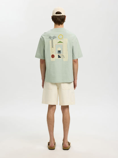 Selected Norman License Tee - Aqua Grey