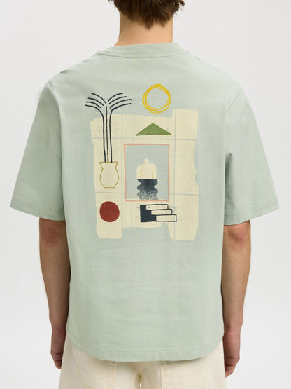 Selected Norman License Tee - Aqua Grey