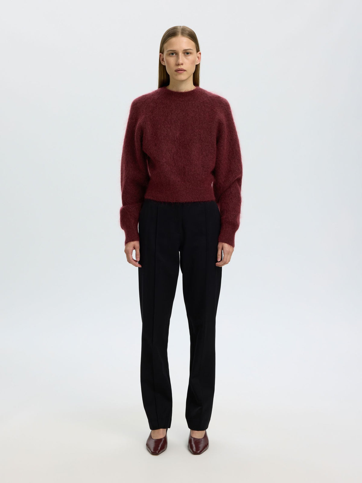 Selected Mira Mohair Blend Knit - Tawny Port