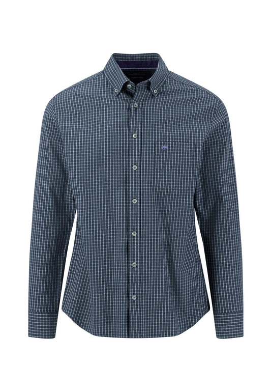Blue checkered shirt on a white background