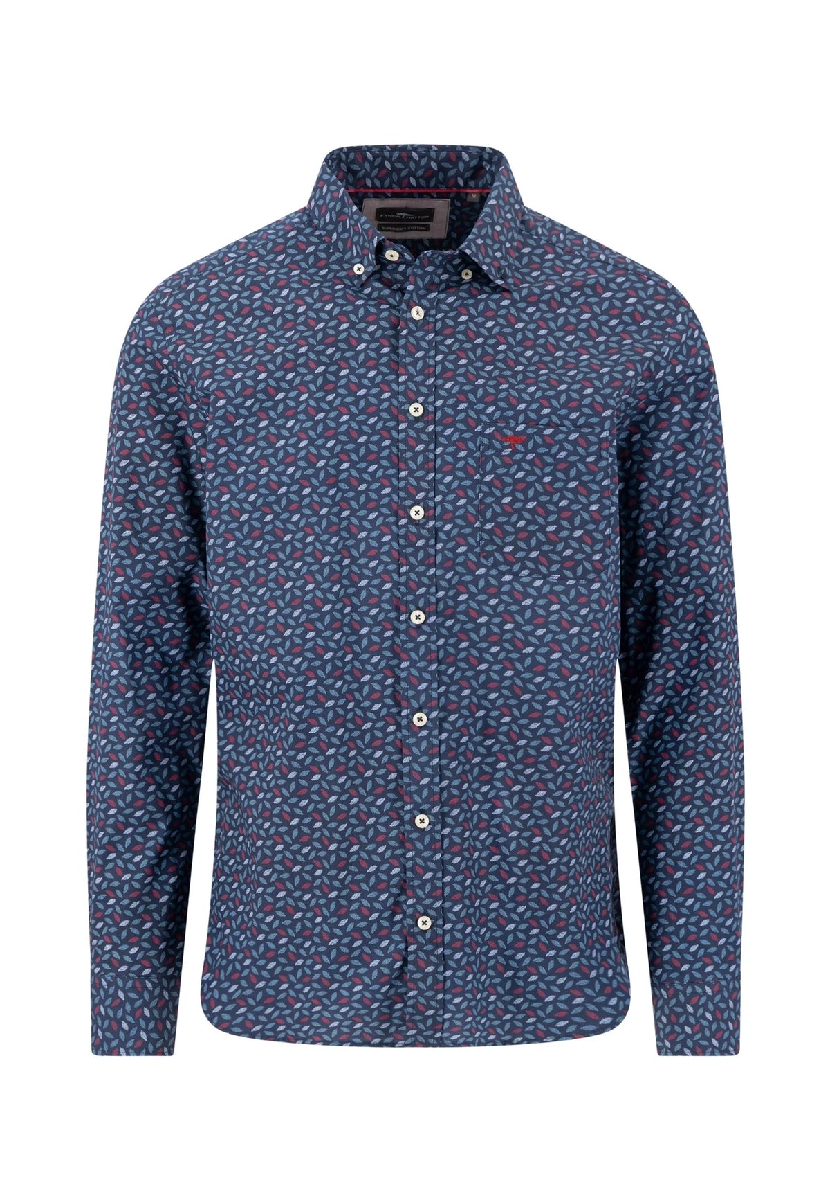 Fynch Hatton Winter Leaf Print Shirt- Brick