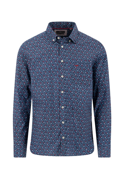 Fynch Hatton Winter Leaf Print Shirt- Brick
