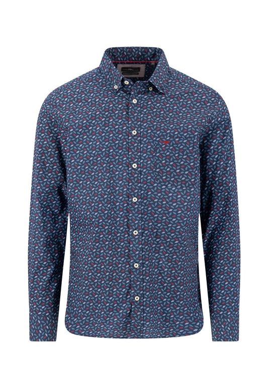 Fynch Hatton Winter Leaf Print Shirt- Brick