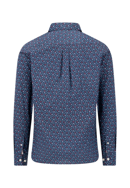 Fynch Hatton Winter Leaf Print Shirt- Brick