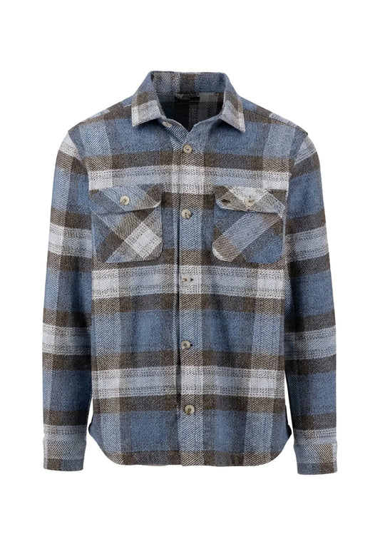 Fynch Hatton Heavy Flannel Overshirt - Air Blue