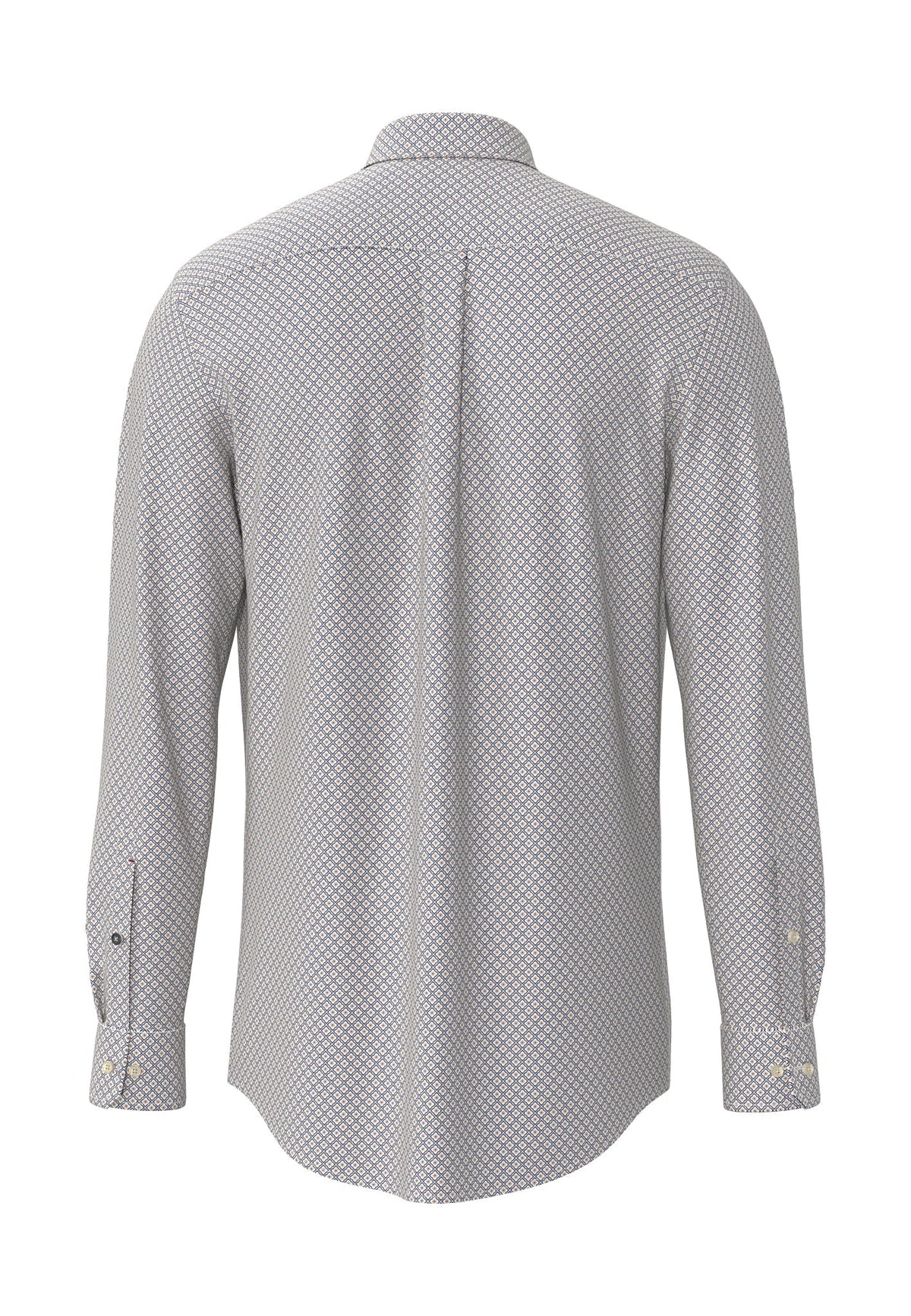 Blue patterned shirt on a white background