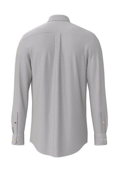 Blue patterned shirt on a white background