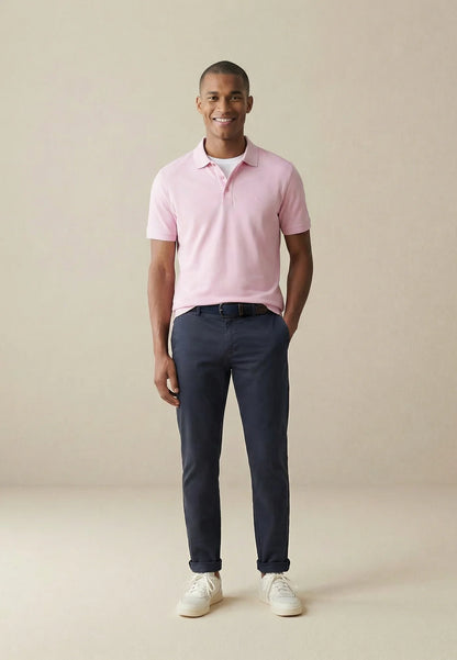 Fynch Hatton Cotton Pique Polo Shirt- Magnolia