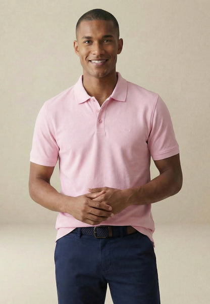 Fynch Hatton Cotton Pique Polo Shirt- Magnolia