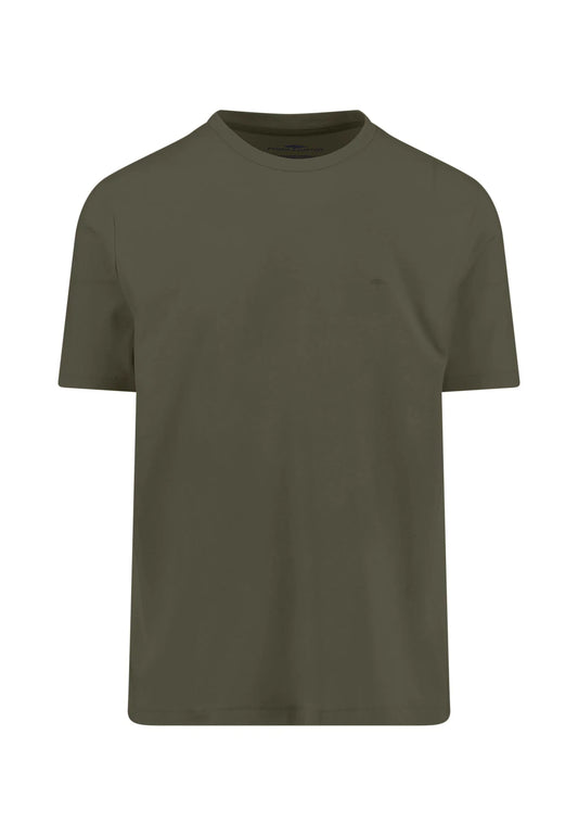 Fynch Hatton Cotton Round Neck T-Shirt - Dark Khaki