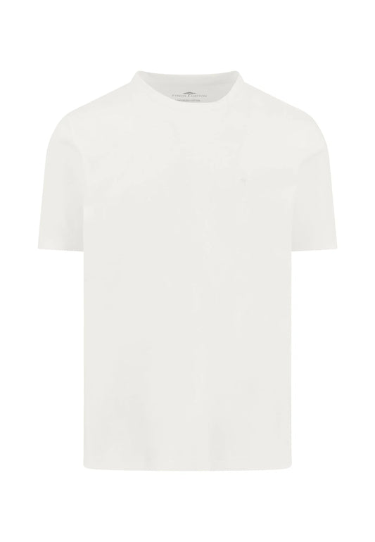 Fynch Hatton Round Neck Cotton T-Shirt - Off White