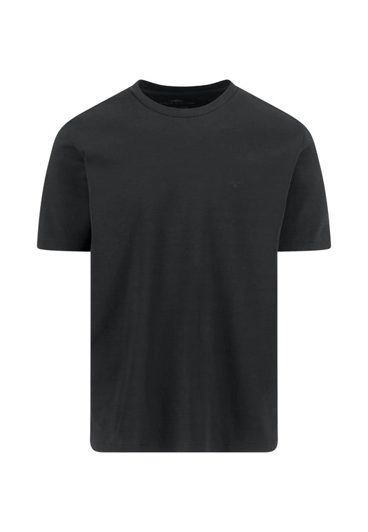 Fynch Hatton Cotton Round Neck T-Shirt  - Black