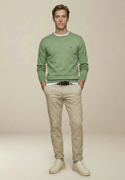 Fynch Hatton Round Neck Knit - Avocado