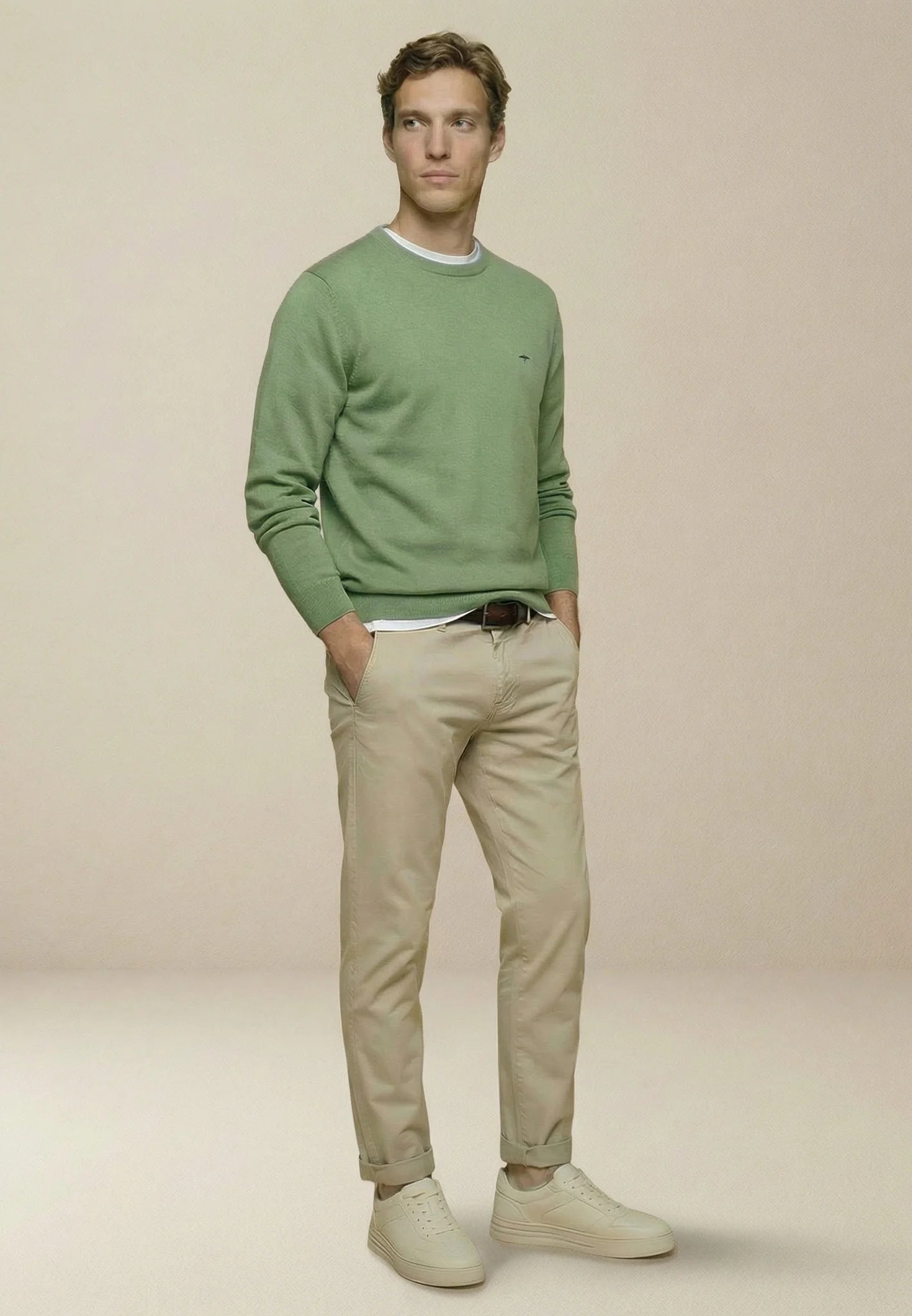 Fynch Hatton Round Neck Knit - Avocado