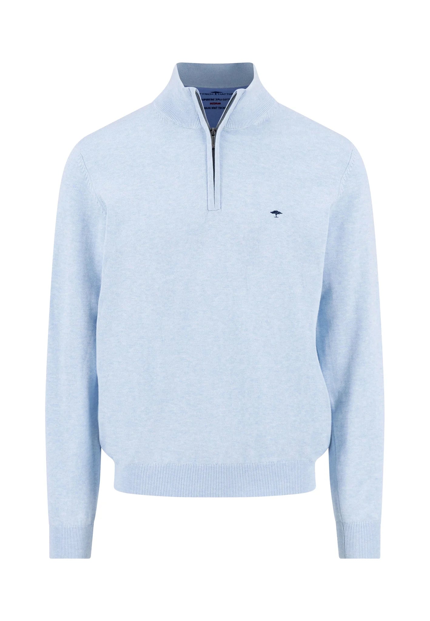 Fynch Hatton 1/4 Zip Troyer Jumper - New Breeze Blue