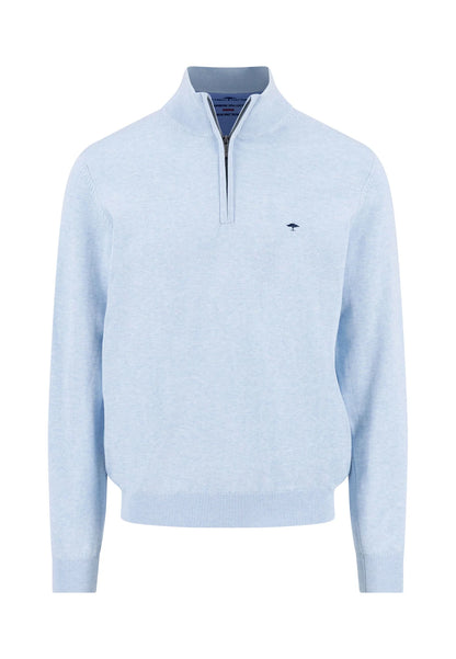 Fynch Hatton 1/4 Zip Troyer Jumper - New Breeze Blue