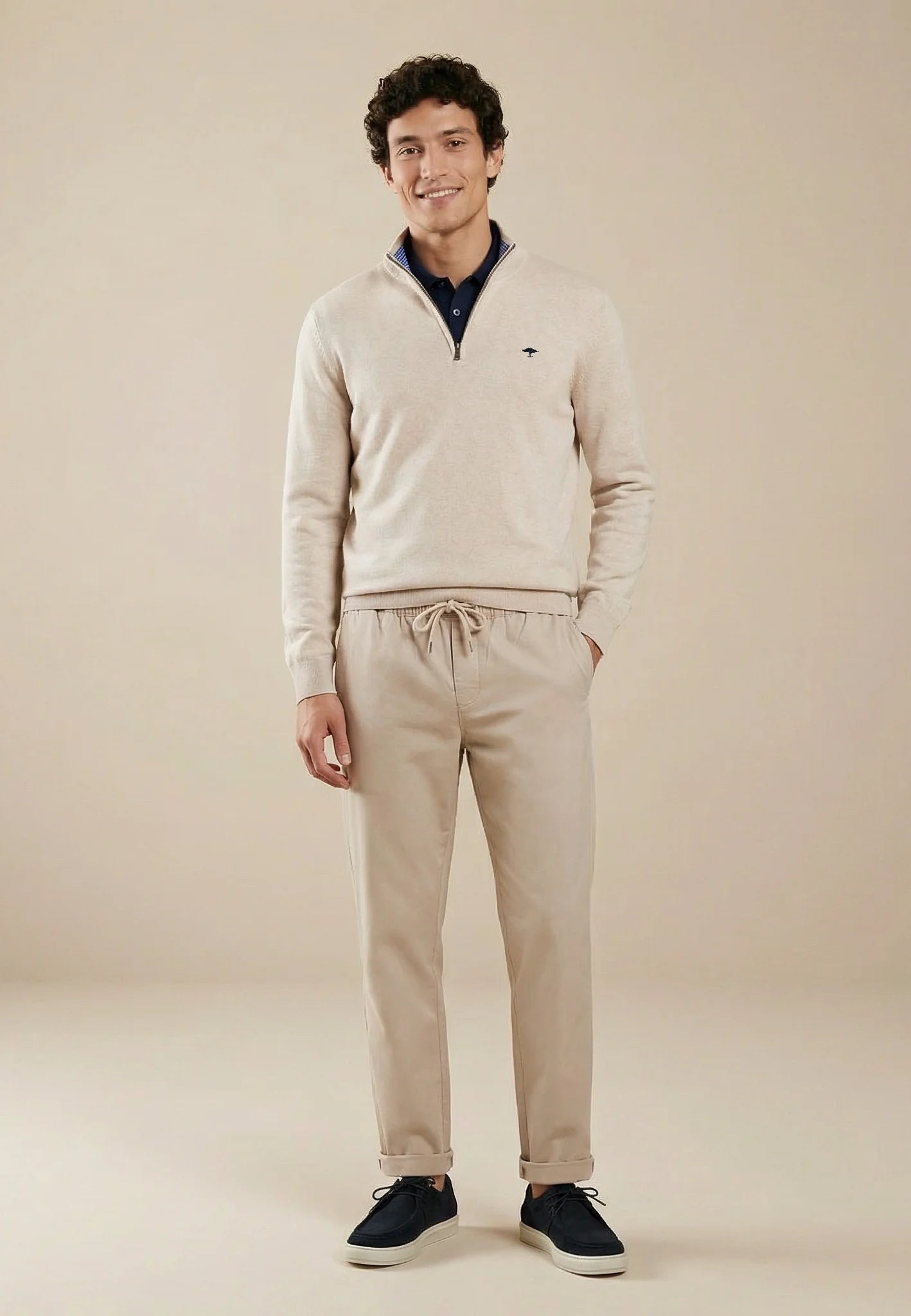 Fynch Hatton Troyer 1/4 Zip Jumper - Off White