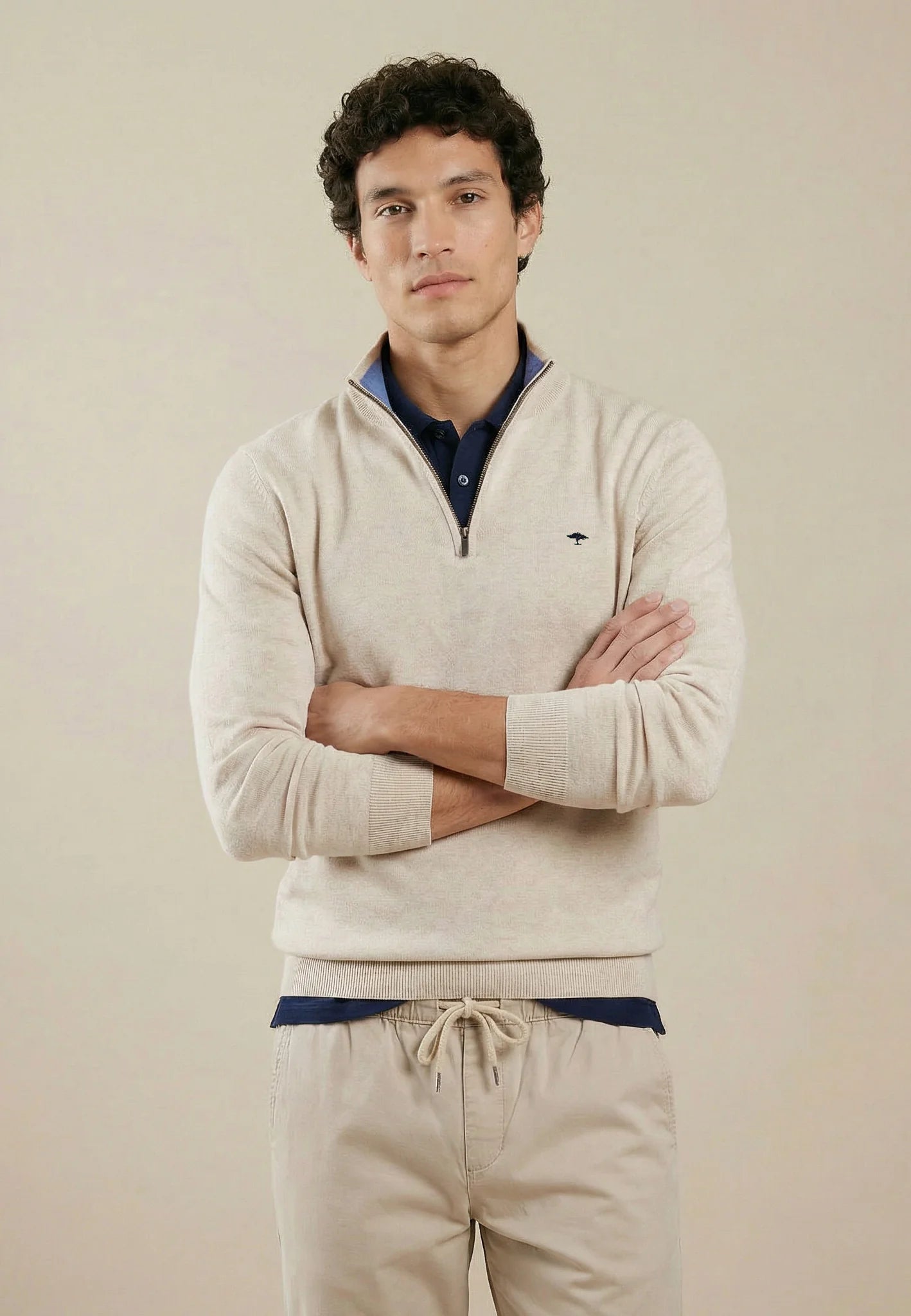 Fynch Hatton Troyer 1/4 Zip Jumper - Off White