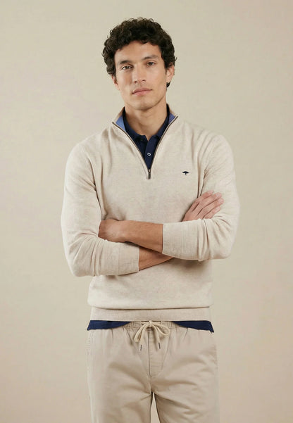 Fynch Hatton Troyer 1/4 Zip Jumper - Off White