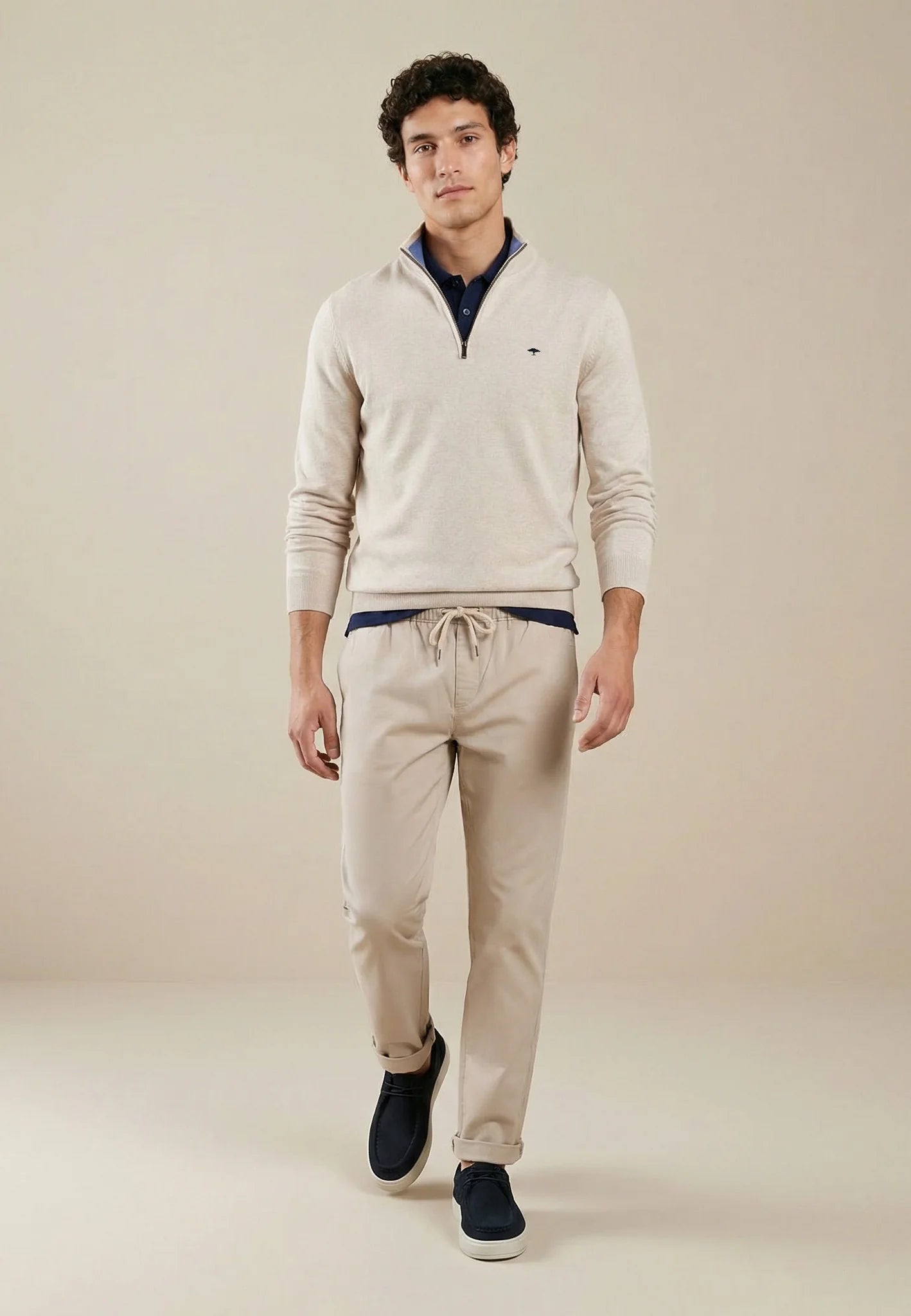 Fynch Hatton Troyer 1/4 Zip Jumper - Off White