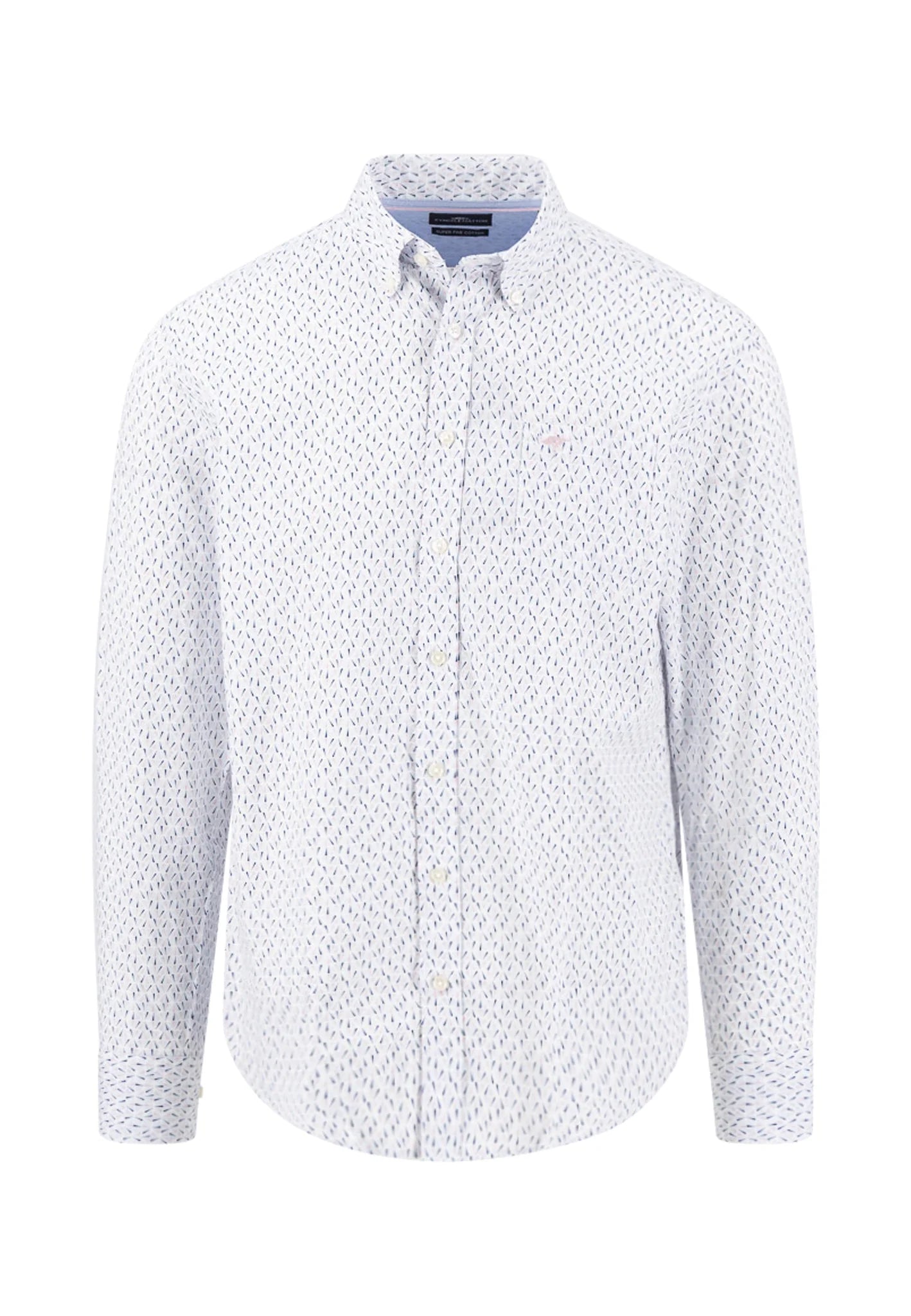 Fynch Hatton Long Sleeve Cotton Print Shirt - Magnolia